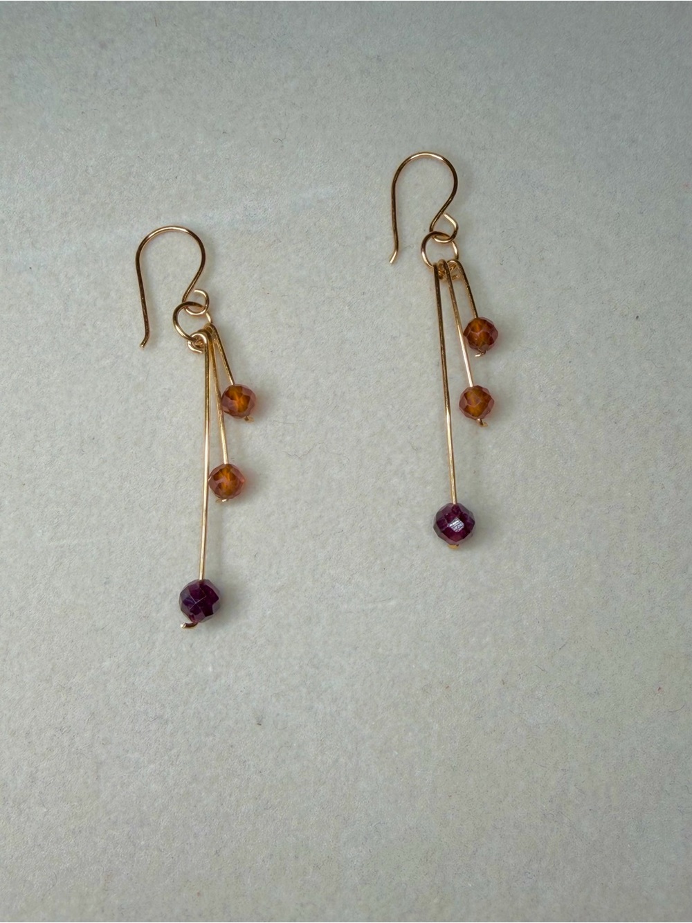Brass Garnet Drop